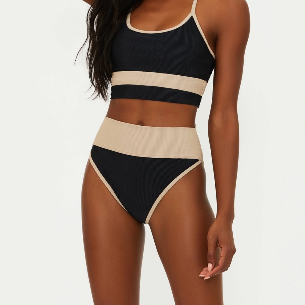 Beach Riot Emmy Black and Tan Bathing Suite Bottoms